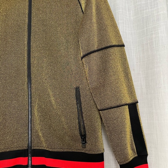I.N.C Gold Sparkle Shimmer Track Jacket Size S - Picture 4 of 6